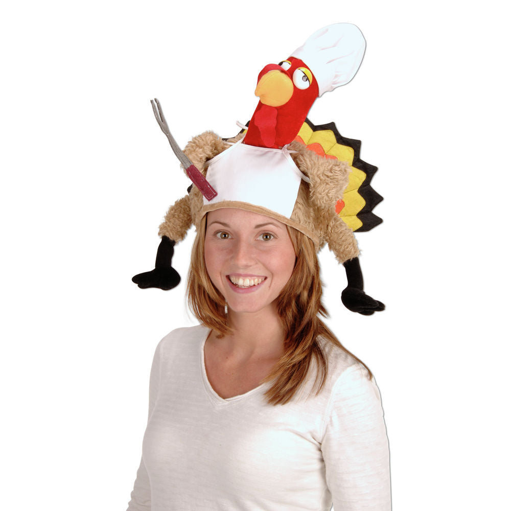 Plush chef turkey hat